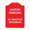 Signmission Visitor Parking Visitor Parking 20 Minutes Maximum, Red & White Architectural, A-DES-RW-1824-22728 A-DES-RW-1824-22728 - alternate 1